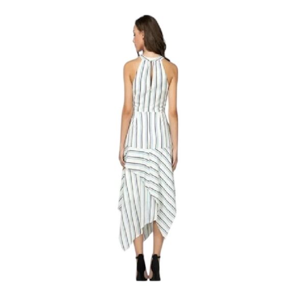 Adelyn Rae Layne Medium Multicolor Striped Halter Dress RTR Handkerchief Hemline - Picture 5 of 15